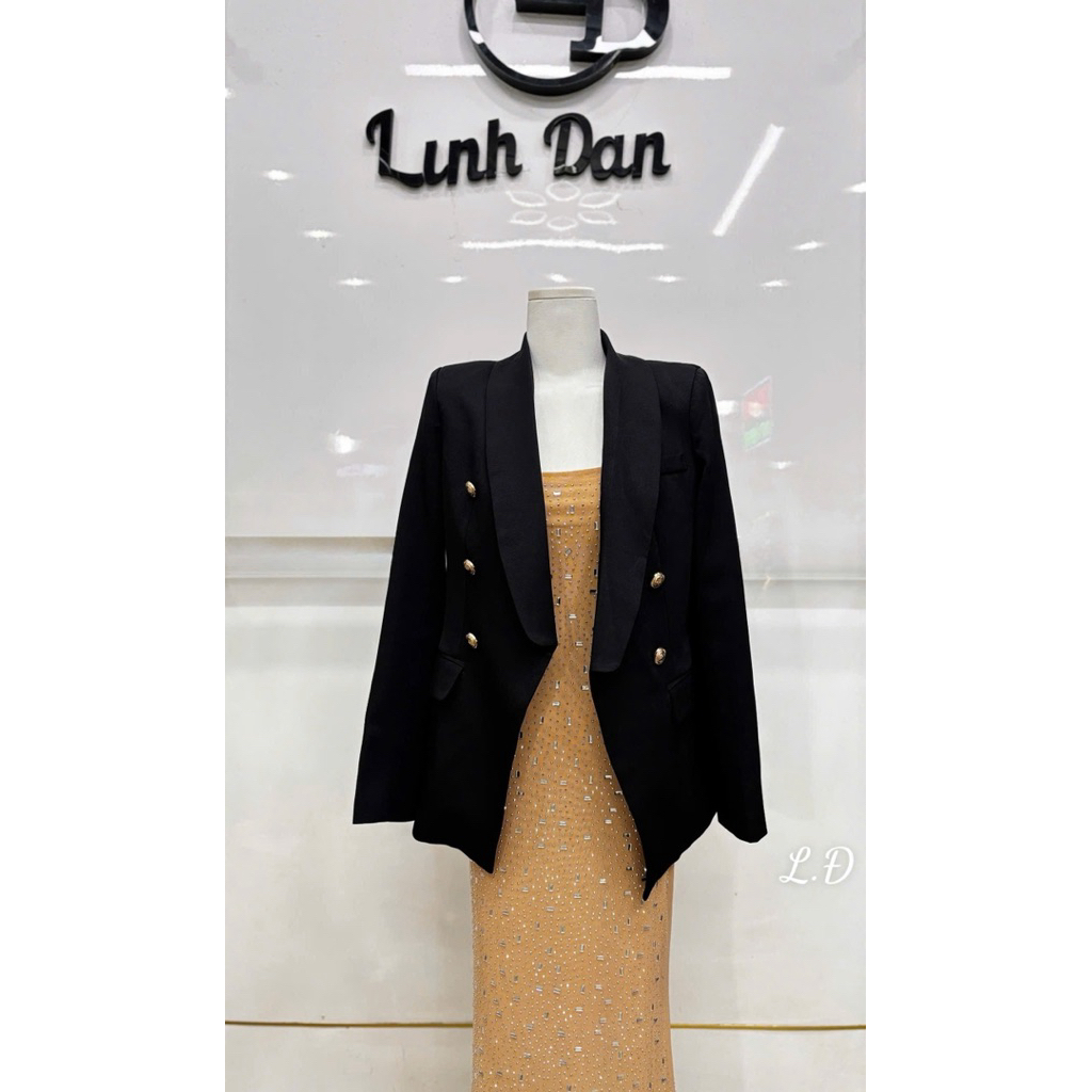 vest khuy đồng phom dài sang diện thu - đông siêu sang SML
