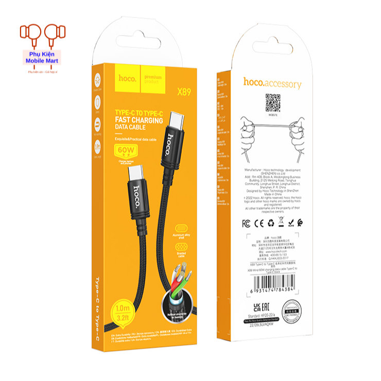 Cáp Sạc Nhanh Type-C 60W Bọc Dù – cho Samsung, OP, Ip15 / 16 / 17, Bền, Truyền Dữ Liệu 480Mbps