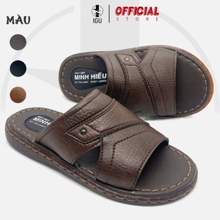 Dép Da Nam IGU_M716,Dép Quai Bản Cao Cấp,Dép Trung Niên Khâu Chỉ 2 Lớp Chắc Chắn Bảo Hành 6 Tháng.