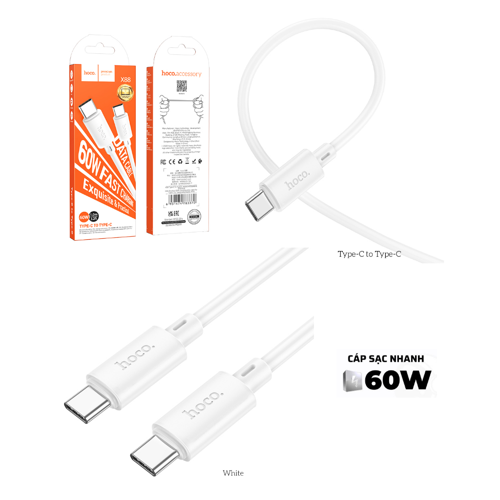 Cáp Sạc Nhanh Type-C 60W – cho Samsung, OP, Ip15 / 16 / 17 Hỗ Trợ PD – Truyền Dữ Liệu – Dây sạc SS
