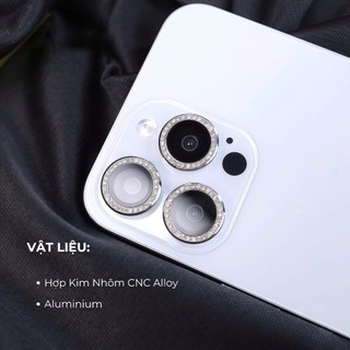 Kính Cường Lực Bảo Vệ Camera Đính Đá URR Diamond Crystal Cho iPhone 17 16 15 14 Pro Max Plus Chống Nước Chống Xước