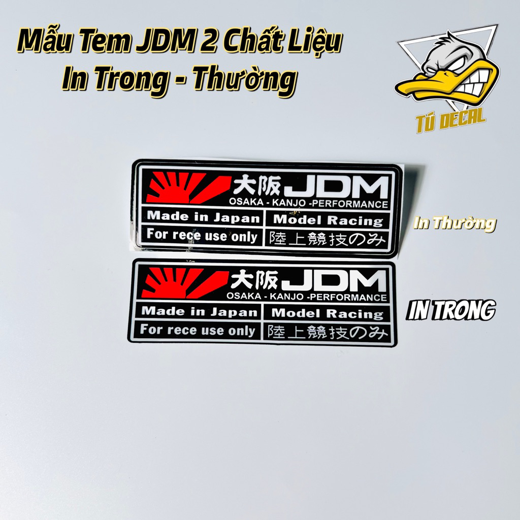 Tem logo sticker chữ JDM nhật bản, decal in thường và chất liệu in siêu ...
