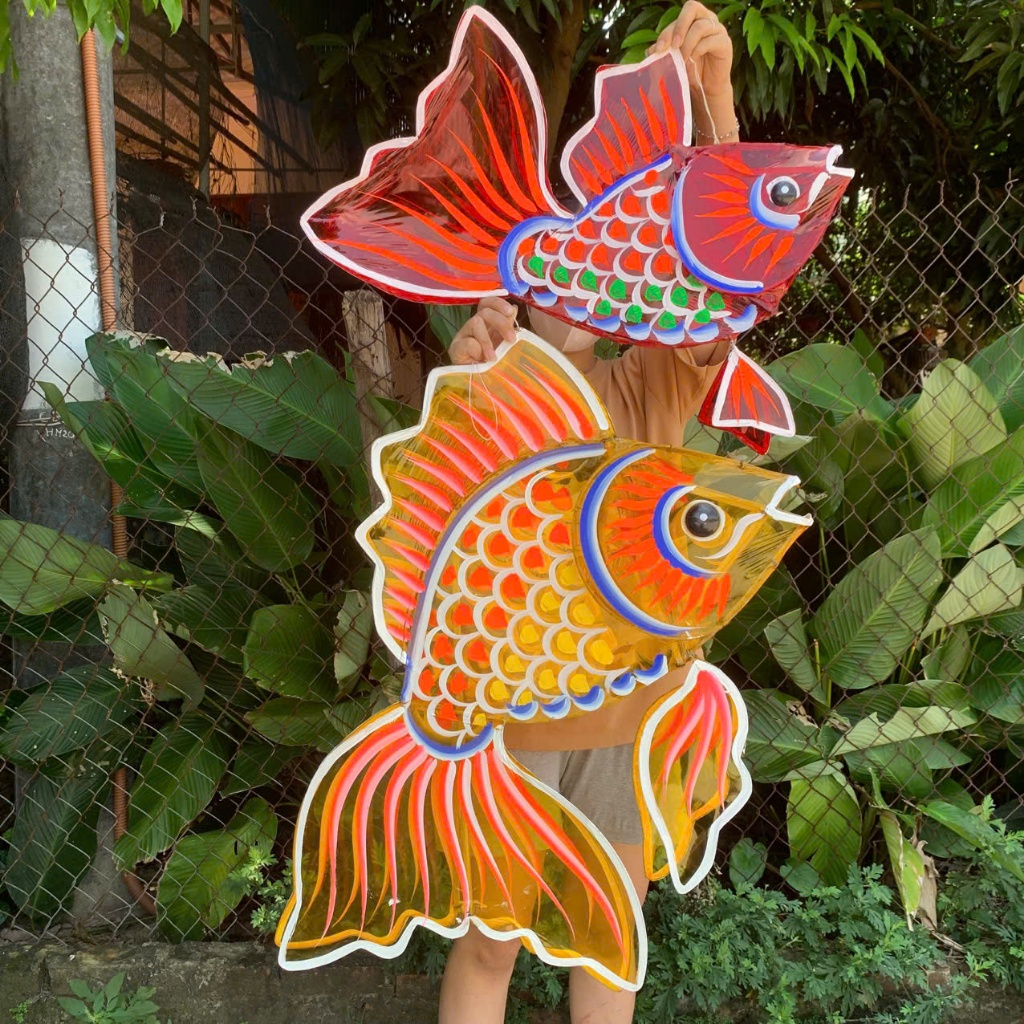 Đèn lồng cá chép giấy kính cỡ lớn 1met 60cm  trang trí trung thu truyền thống đẹp