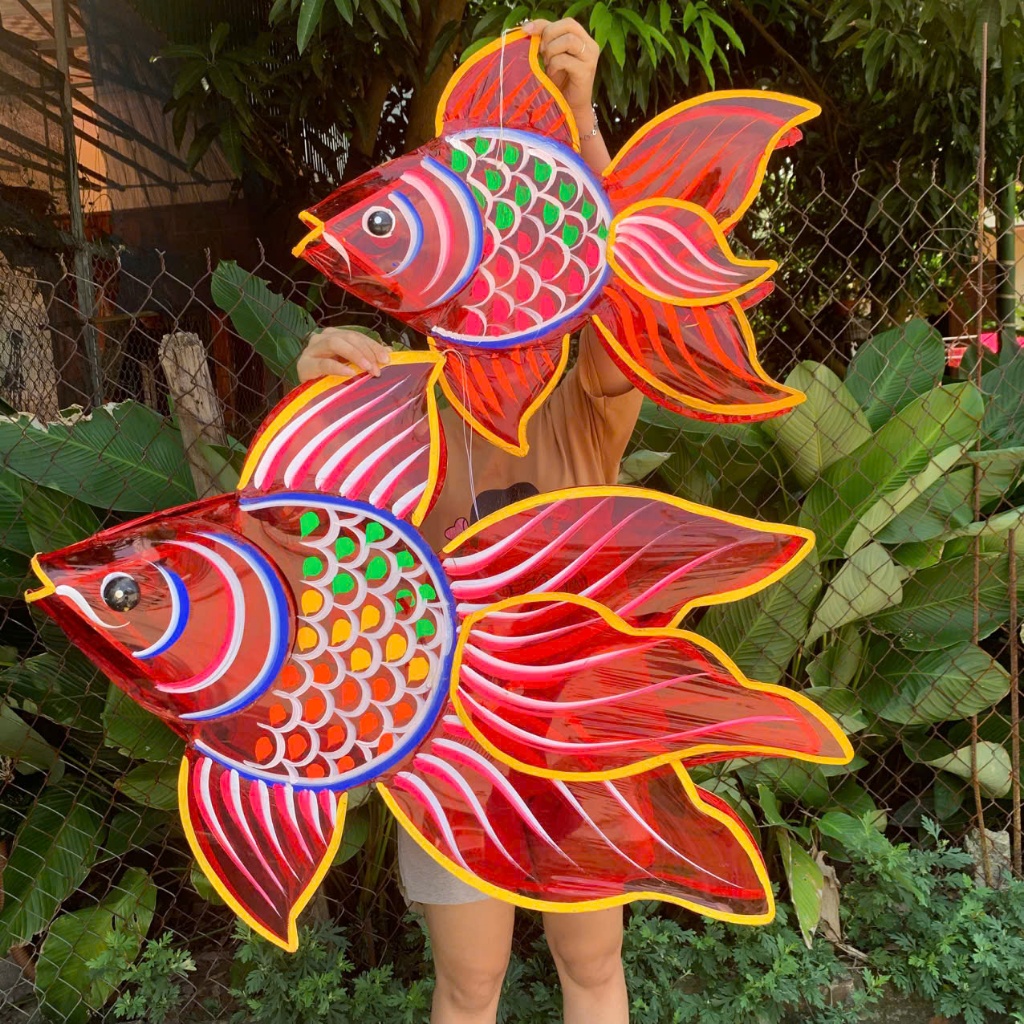 Đèn lồng cá chép giấy kính cỡ lớn 1met 60cm  trang trí trung thu truyền thống đẹp