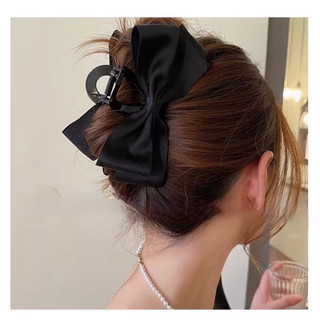 kẹp tóc nơ đen trơn hot trend bản to kẹp 13cm