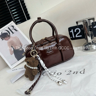 CHIO2ND - Tặng Charm - Túi Đeo Chéo Dáng Hộp Quai Vòm Nâu vintage CO-09#