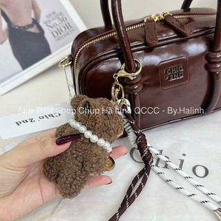 CHIO2ND - Tặng Charm - Túi Đeo Chéo Dáng Hộp Quai Vòm Nâu vintage CO-09#