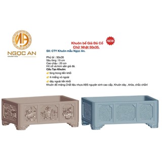 Khuôn đúc chậu chữ nhật giả đá kích thước 50x35 cao 20 cm chất liệu nhựa abs, dày dặn