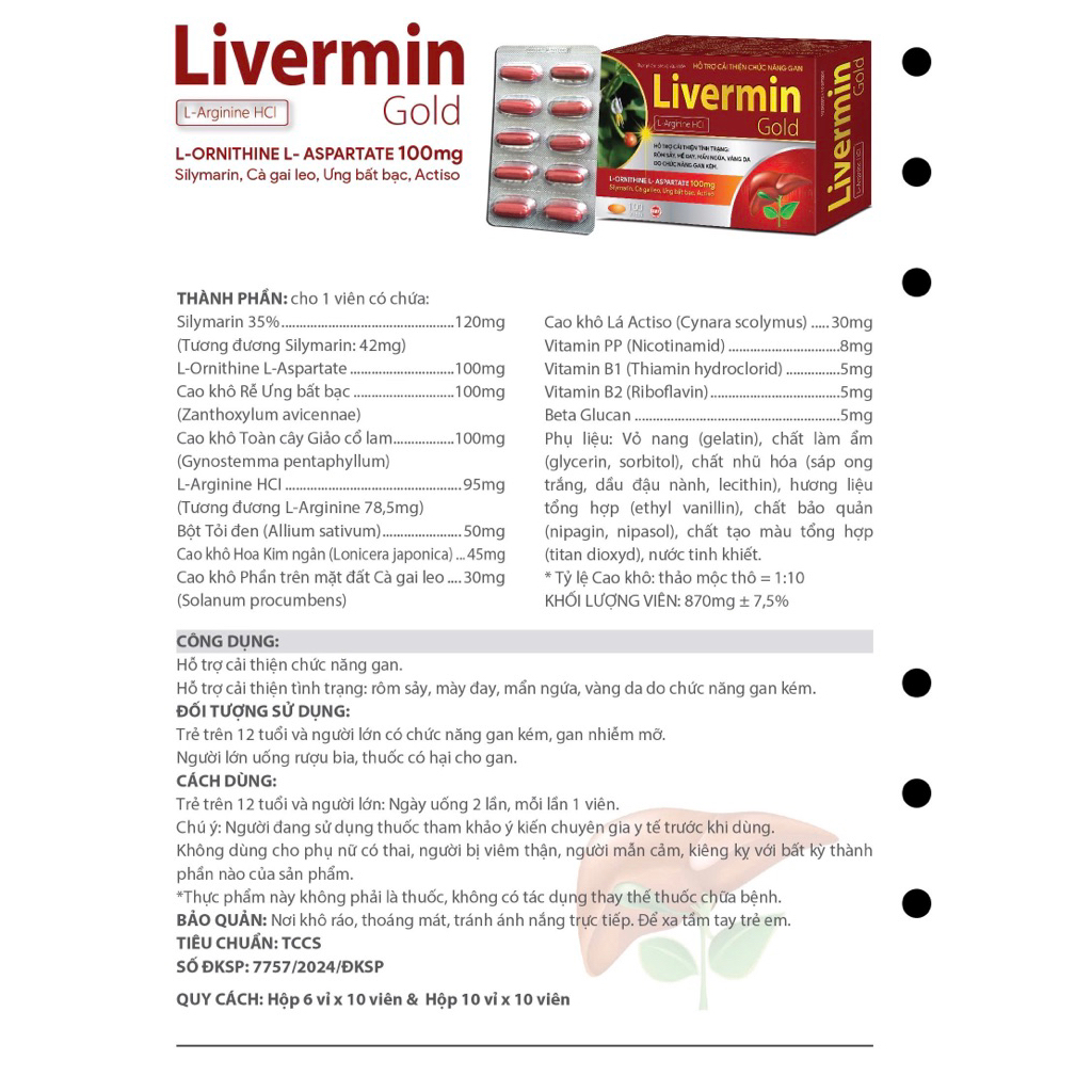 Giải Độc Gan Livermin Gold hộp 60 viên