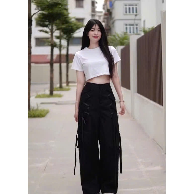 QUẦN NỮ ỐNG RỘNG,TÚI HỘP CÓ NẮP CHẤT THO HÀN L1.KIỂU DÁNG HIPHOP SÀNH  ĐIỆU
