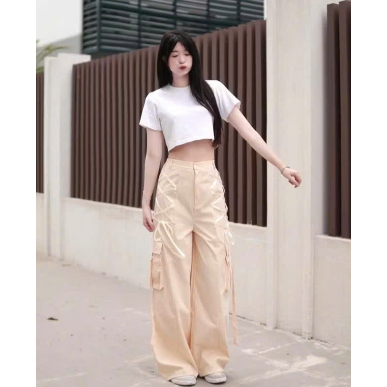QUẦN NỮ ỐNG RỘNG,TÚI HỘP CÓ NẮP CHẤT THO HÀN L1.KIỂU DÁNG HIPHOP SÀNH  ĐIỆU