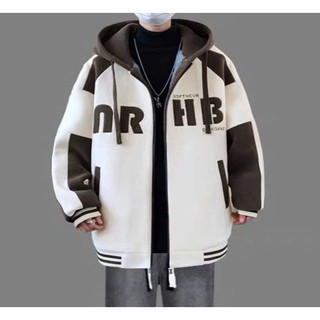 ÁO KHOÁC NỈ NAM PHỐI NÓN PHONG CÁCH, LOGO THÊU  HB THỜI TRANG,ĐƠN GIẢN,CÁ TÍNH,ĐƯỜNG MAY TỈ MỈ CHUẨN FROM