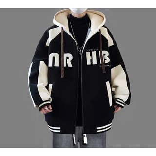 ÁO KHOÁC NỈ NAM PHỐI NÓN PHONG CÁCH, LOGO THÊU  HB THỜI TRANG,ĐƠN GIẢN,CÁ TÍNH,ĐƯỜNG MAY TỈ MỈ CHUẨN FROM
