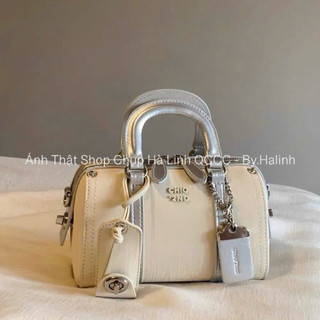 Túi Trống ChiO viền bạc phối kem mẫu mới 18cm siêu xinh hàng loại 1 (Ko Hộp)