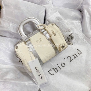 Túi Trống ChiO viền bạc phối kem mẫu mới 18cm siêu xinh hàng loại 1 (Ko Hộp)