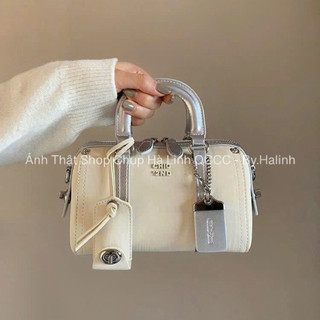 Túi Trống ChiO viền bạc phối kem mẫu mới 18cm siêu xinh hàng loại 1 (Ko Hộp)