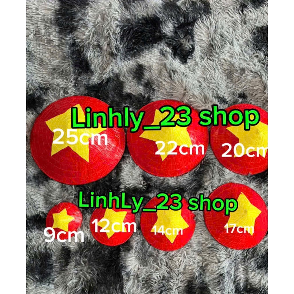 Nón lá cờ đỏ sao vàng để trang trí sự kiện, decor( size 4cm-7cm- 9cm-12cm -14-17-20-22-25cm)