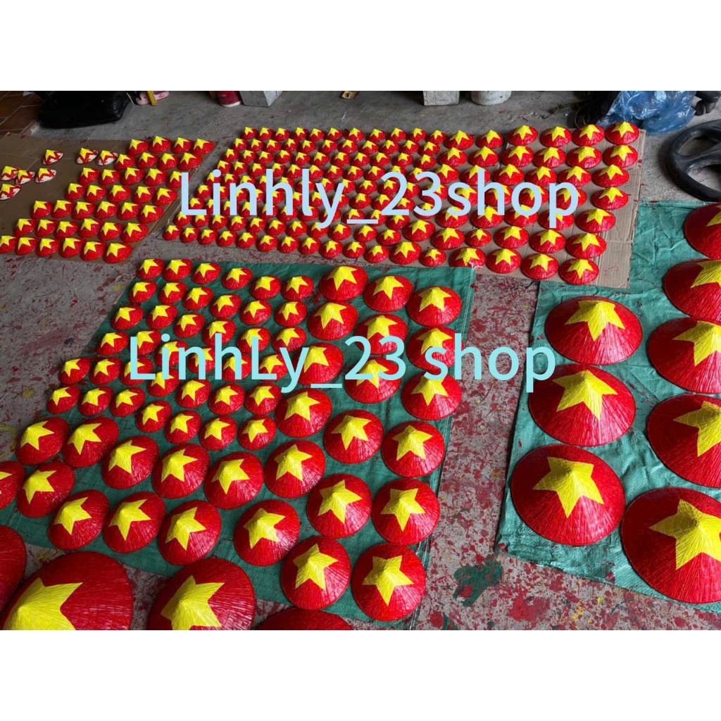 Nón lá cờ đỏ sao vàng để trang trí sự kiện, decor( size 4cm-7cm- 9cm-12cm -14-17-20-22-25cm)