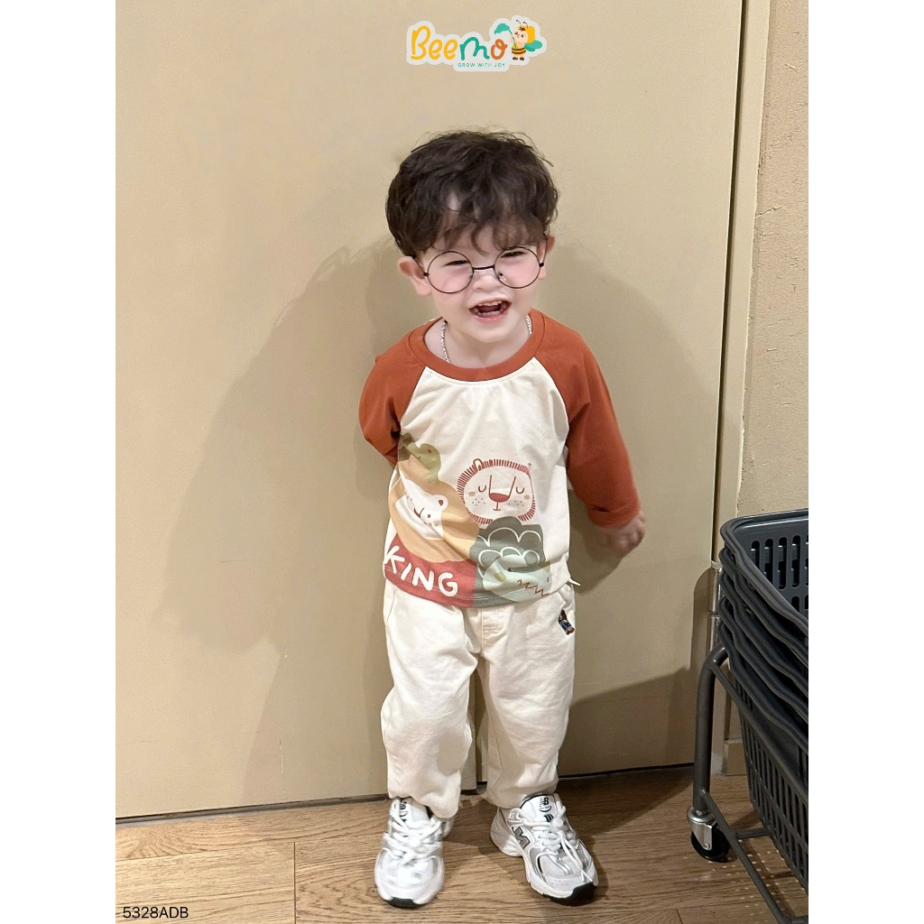 Áo phông dài tay raglan in hình sở thú, áo thun thu đông cotton Beemo mẫu mới 5328ADB