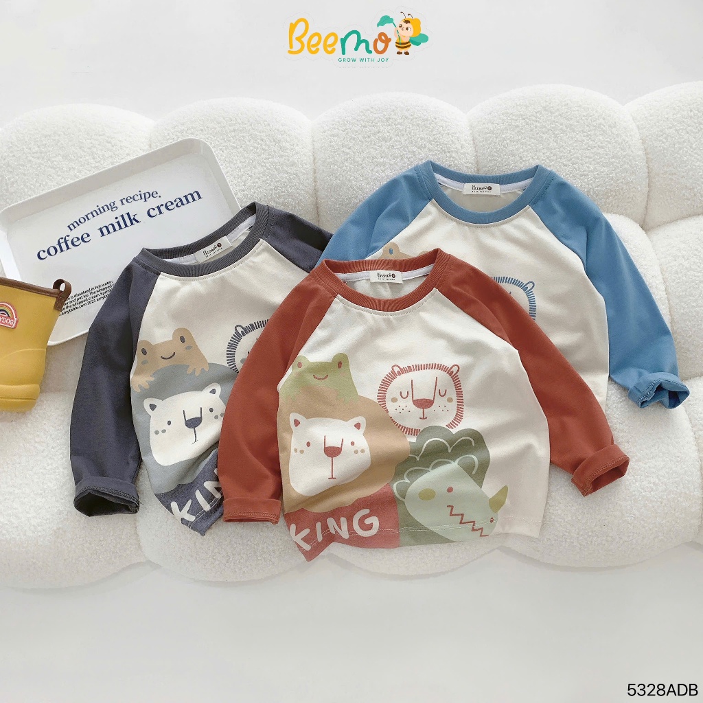 Áo phông dài tay raglan in hình sở thú, áo thun thu đông cotton Beemo mẫu mới 5328ADB