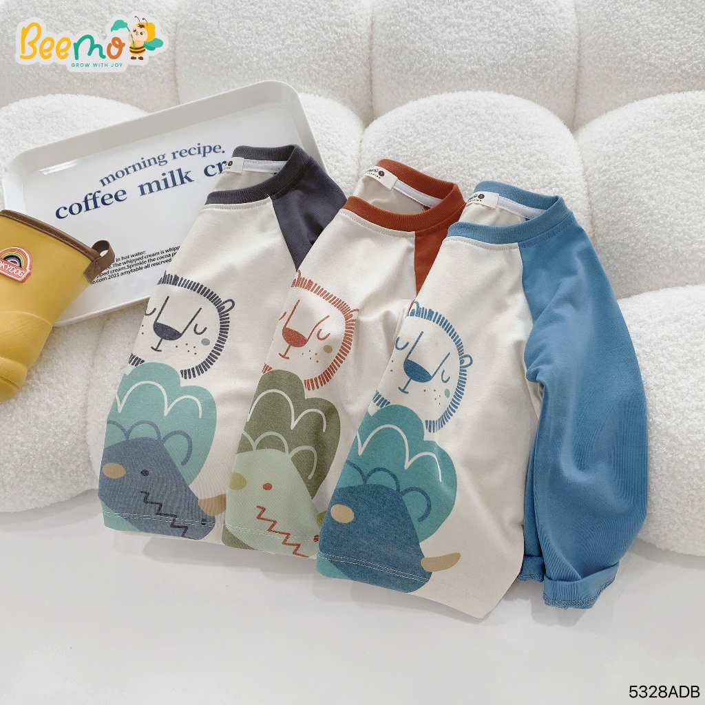 Áo phông dài tay raglan in hình sở thú, áo thun thu đông cotton Beemo mẫu mới 5328ADB