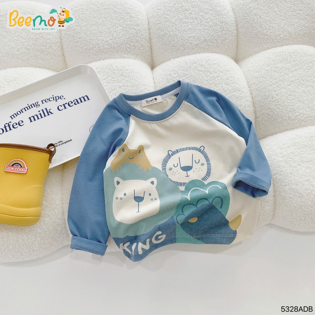 Áo phông dài tay raglan in hình sở thú, áo thun thu đông cotton Beemo mẫu mới 5328ADB