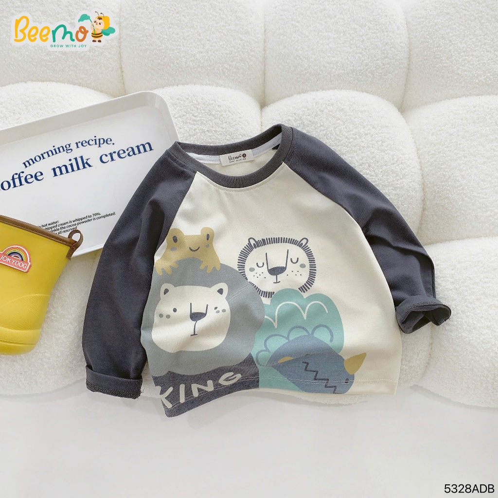 Áo phông dài tay raglan in hình sở thú, áo thun thu đông cotton Beemo mẫu mới 5328ADB
