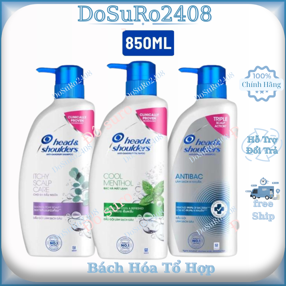 Dầu Gội Sạch Gàu HEAD&SHOULDERS Bạc Hà/ Giảm Ngứa Da Đầu Làm Sạch Vi Khuẩn Chai 850ML