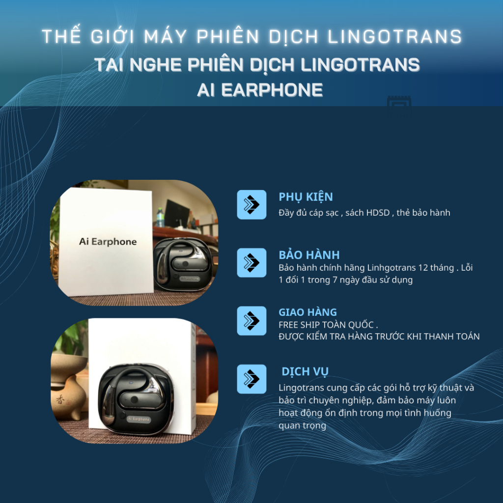Tai Nghe Phiên Dịch AI Earphone  Thiết Bị Dịch Thuật Cao Cấp Cho Doanh Nhân