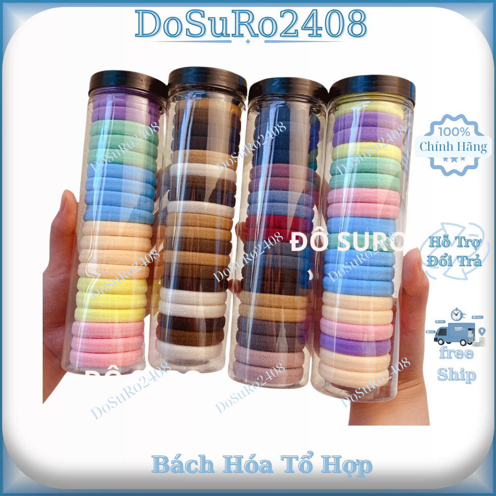 Bộ 20 dây buộc tóc thời trang màu trơn chất liệu co giãn chống đau đầu và rụng tóc, siêu tiện cho nữ