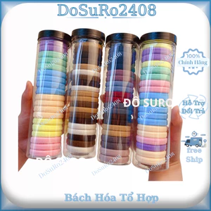 Bộ 20 dây buộc tóc thời trang màu trơn chất liệu co giãn chống đau đầu và rụng tóc, siêu tiện cho nữ