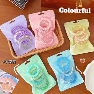COMBO 6 Dây Thun Lò Xo Dùng Buộc Tóc và Đeo Tay Dạng Lò Xo Màu Pastel Họa Tiết Vintage Dành Cho Nữ