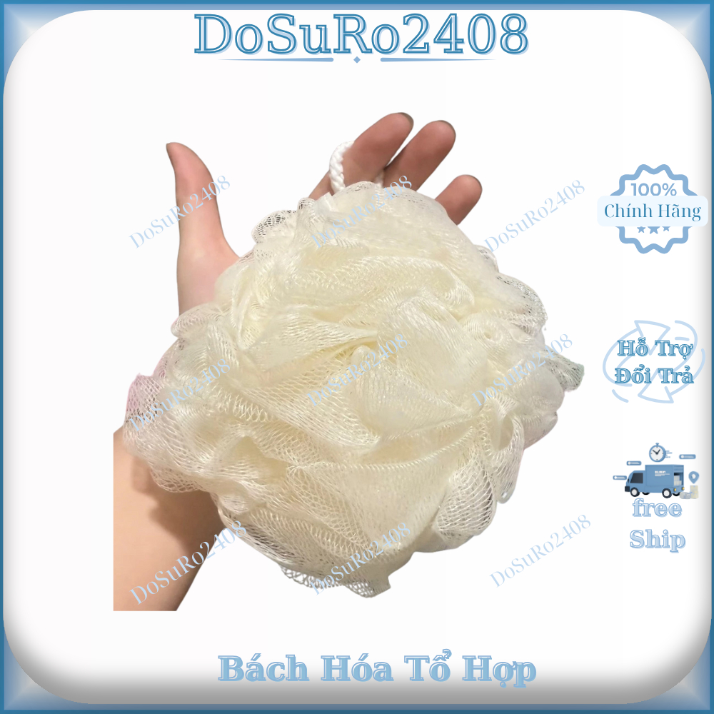 Bông Tảm Tròn Viền Bông, Lưới Tắm PE Mềm Mịn Kì Cọ Tấy Da Chết Dễ  ( giao màu ngầu nhiên )