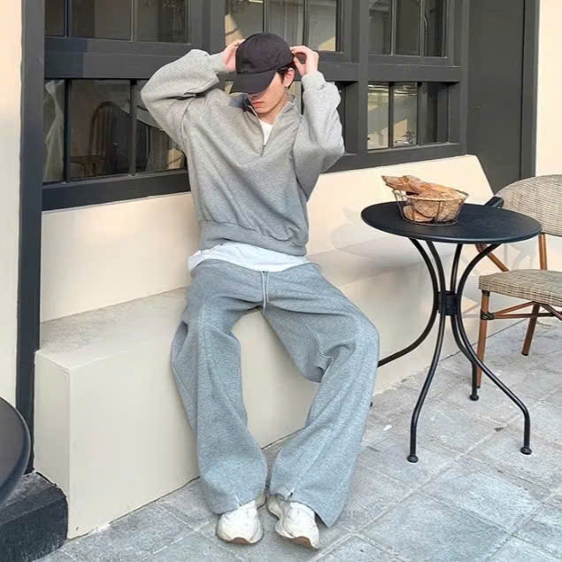 Áo sweater khoá zip nam nữ nỉ 2 da Hallley thời trang thu đông phong cách Hàn Quốc M33