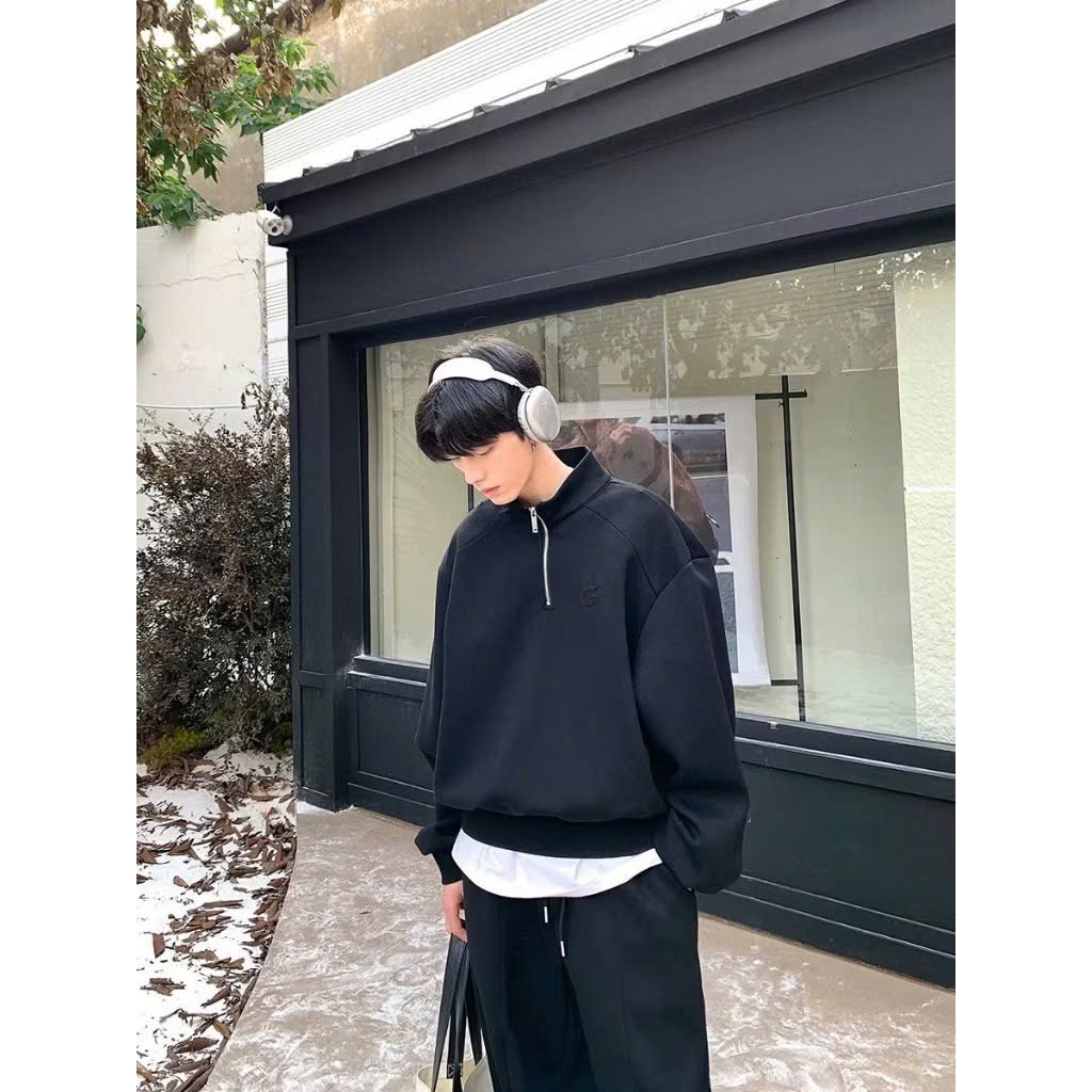 Áo sweater khoá zip nam nữ nỉ 2 da Hallley thời trang thu đông phong cách Hàn Quốc M33