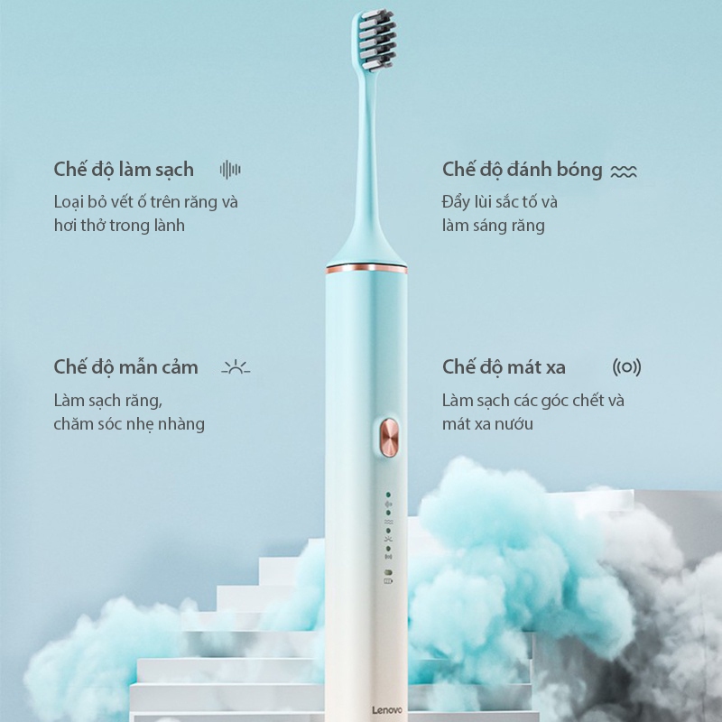 Bàn Chải Điện Lenovo Sonic A1 - Máy đánh răng sóng âm công nghệ Đức - Tặng kèm 5 đầu thay thế