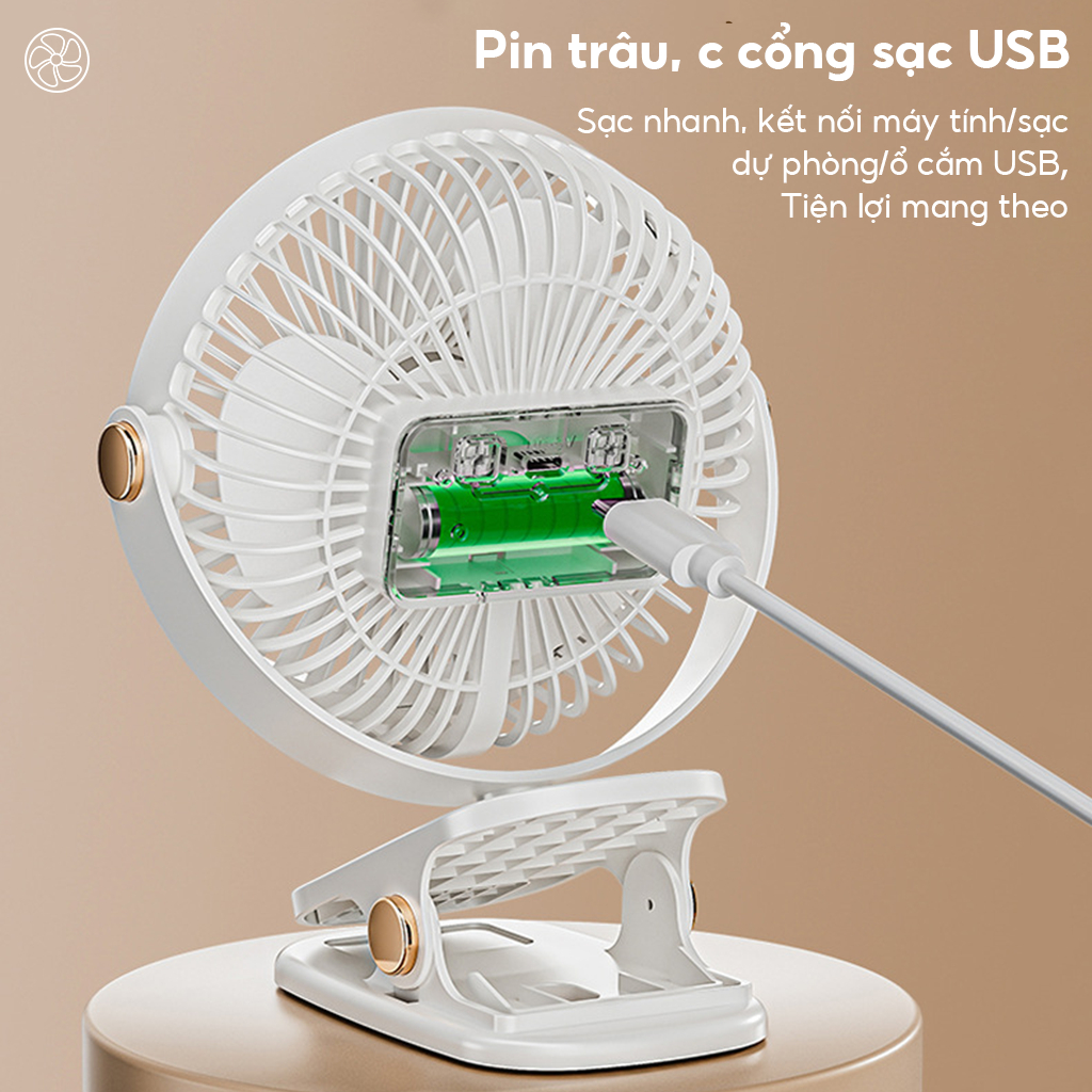 USB Quạt Bàn - Quạt Kẹp, Treo, Đứng, USB Pin - Quạt Di Động, Thoáng Mát Phòng Ngủ, Phòng Học (USB 5V)