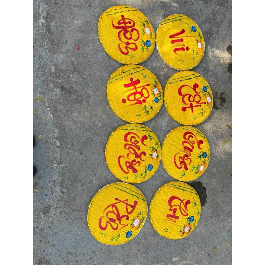 Set 4 mẹt Đêm hội trăng rằm,Vui tết trung thu vẽ tay chữ Thư Pháp trang trí Trung thu (30cm)