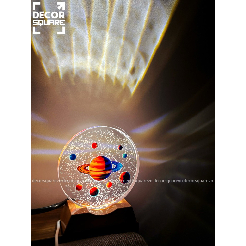Đèn Ngủ Thuỷ Tinh 3D Led phát sáng hình Hành Tinh Vũ Trụ & Phi Hành Gia| decor phòng ngủ chill