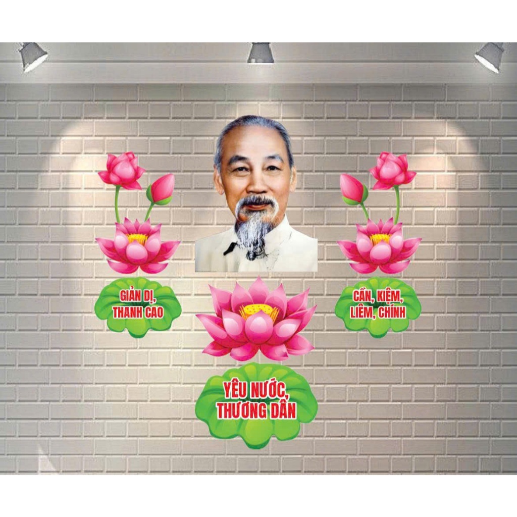 Bộ Trang Trí Lớp Học Hoa Sen – Hình Ảnh Bác Hồ 🌸