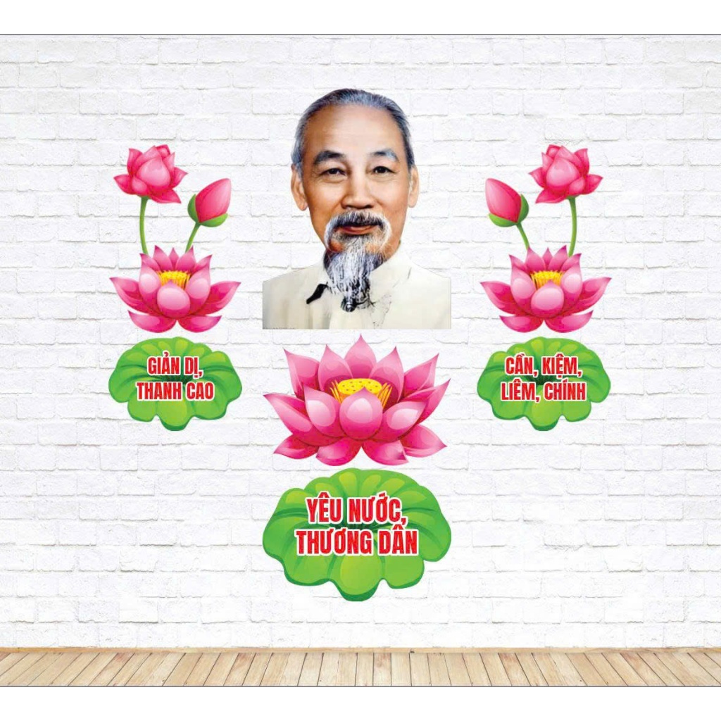 Bộ Trang Trí Lớp Học Hoa Sen – Hình Ảnh Bác Hồ 🌸