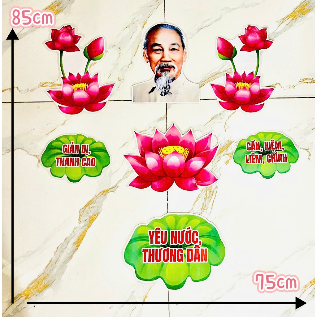 Bộ Trang Trí Lớp Học Hoa Sen – Hình Ảnh Bác Hồ 🌸