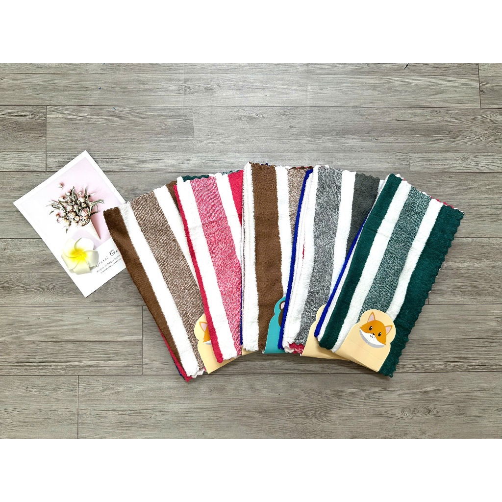 Combo 5 Khăn Lau Bếp Đa Năng 30x30cm – Khăn Lau Bàn, Lau Dọn, Lông Cừu Siêu Mềm Họa Tiết Sóng To