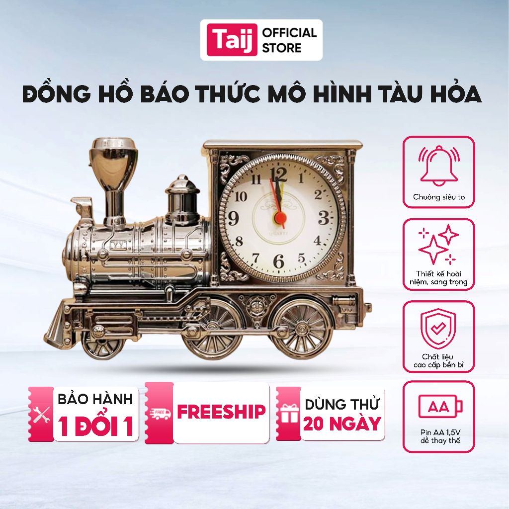 Đồng Hồ Báo Thức Chuông To, Mô Hình Tàu Hỏa, Moto, Xe Máy, Xe Đạp, Xe Ben Phong Cách Cổ Retro Để Bàn Taij123