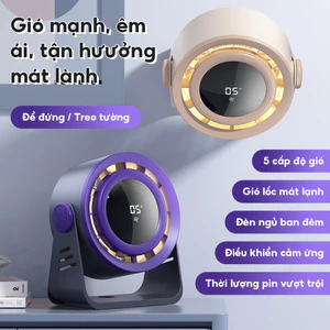 Quạt Gió Tuần Hoàn Không Tiếng Ồn, Quạt Để Bàn Treo Tường Màn Hình LED Công Suất Lớn Sạc Nhanh