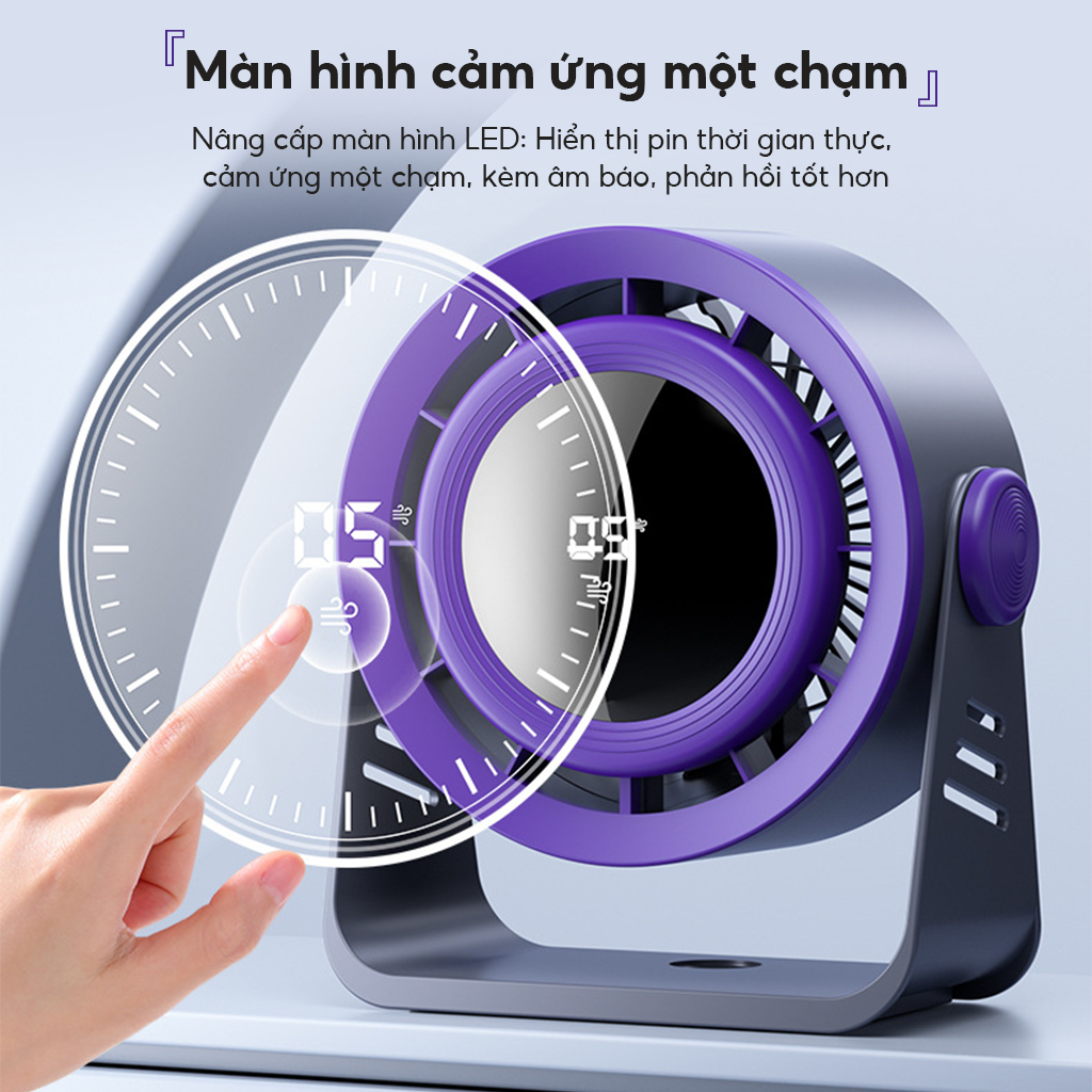 Quạt Gió Tuần Hoàn Không Tiếng Ồn, Quạt Để Bàn Treo Tường Màn Hình LED Công Suất Lớn Sạc Nhanh