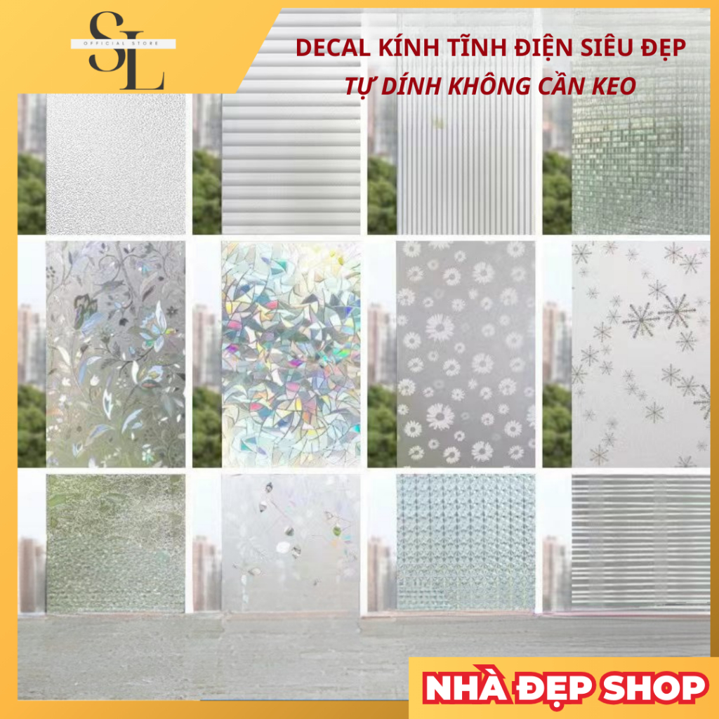 [60cm*1m] Decal kính mờ tĩnh điện tự dính không cần keo, Giấy dán mờ ...