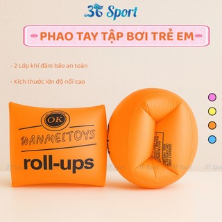 Phao tay tập bơi Roll-ups dùng cho bé và người lớn dưới 55Kg, Phao tay chất liệu PVC Cao Cấp dày dặn