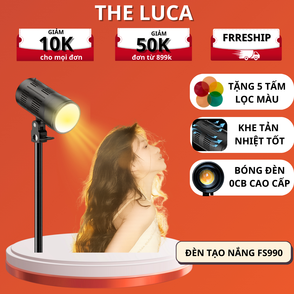 Đèn Giả Nắng , Đèn Spotlight Tạo Bóng Đổ Cho Studio, Chụp Hình, Quay Video Nghệ Thuật Kèm 5 Filter Màu Decor Background