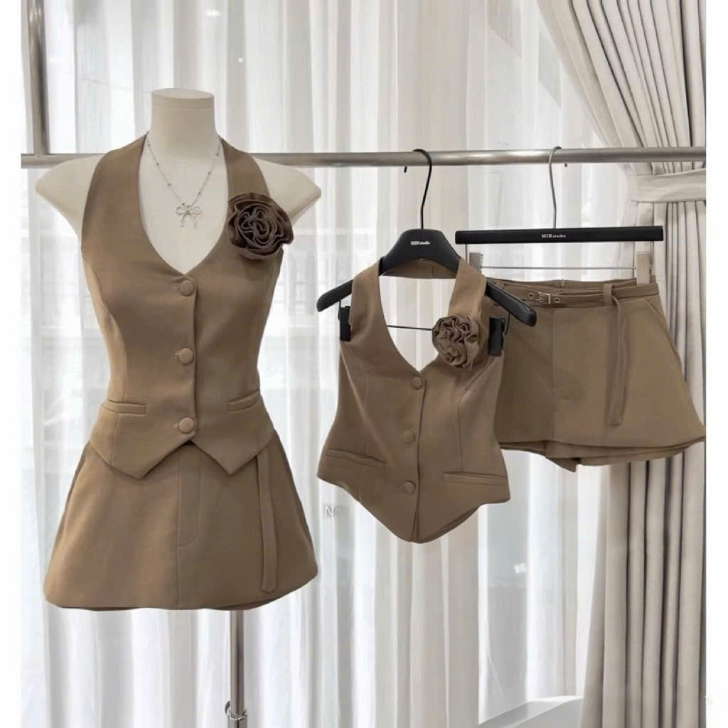 Sét Vest Croptop Phối Chân Váy Thời Thượng – Thanh Lịch, Trẻ Trung, Nữ Tính